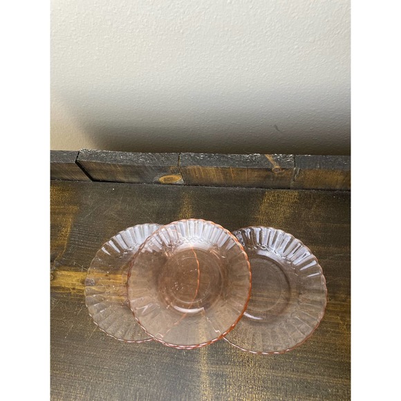 Set of 4 Pink Fortecrisa Ribbed Saucers Vintage - Picture 5 of 5